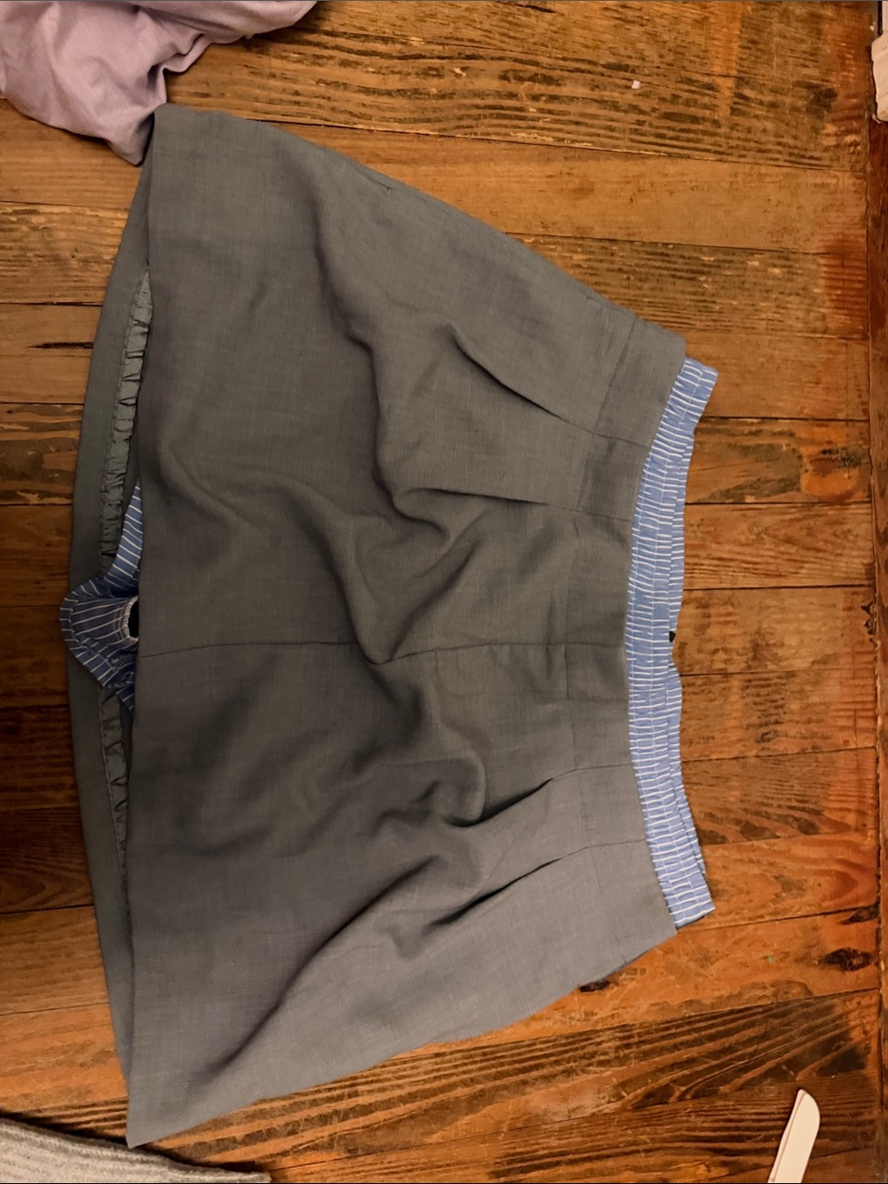 Anthropologie Gray Skirt with Blue Waistband